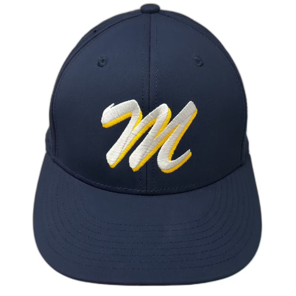 Champro Baseball Cap Blue White Size M Perforated C-FIT Stretch Fit Athletic Hat